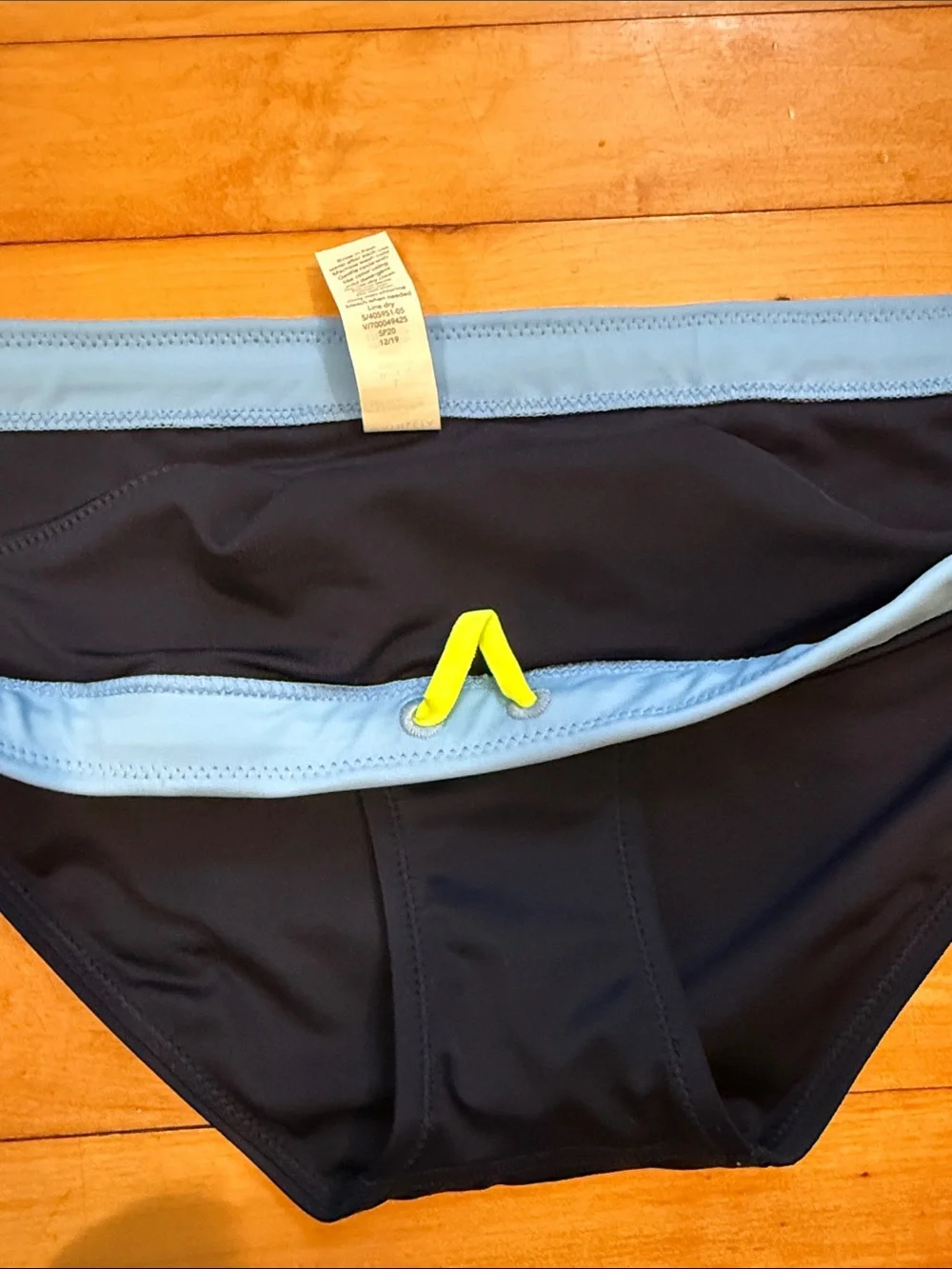 Athleta Navy Bikini Bottoms with Light Blue Waistband